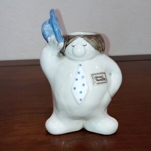 Fitz & Floyd Hats Off 5" Hand painted Ceramic Man Tipping Hat Bud Vase - Vintage